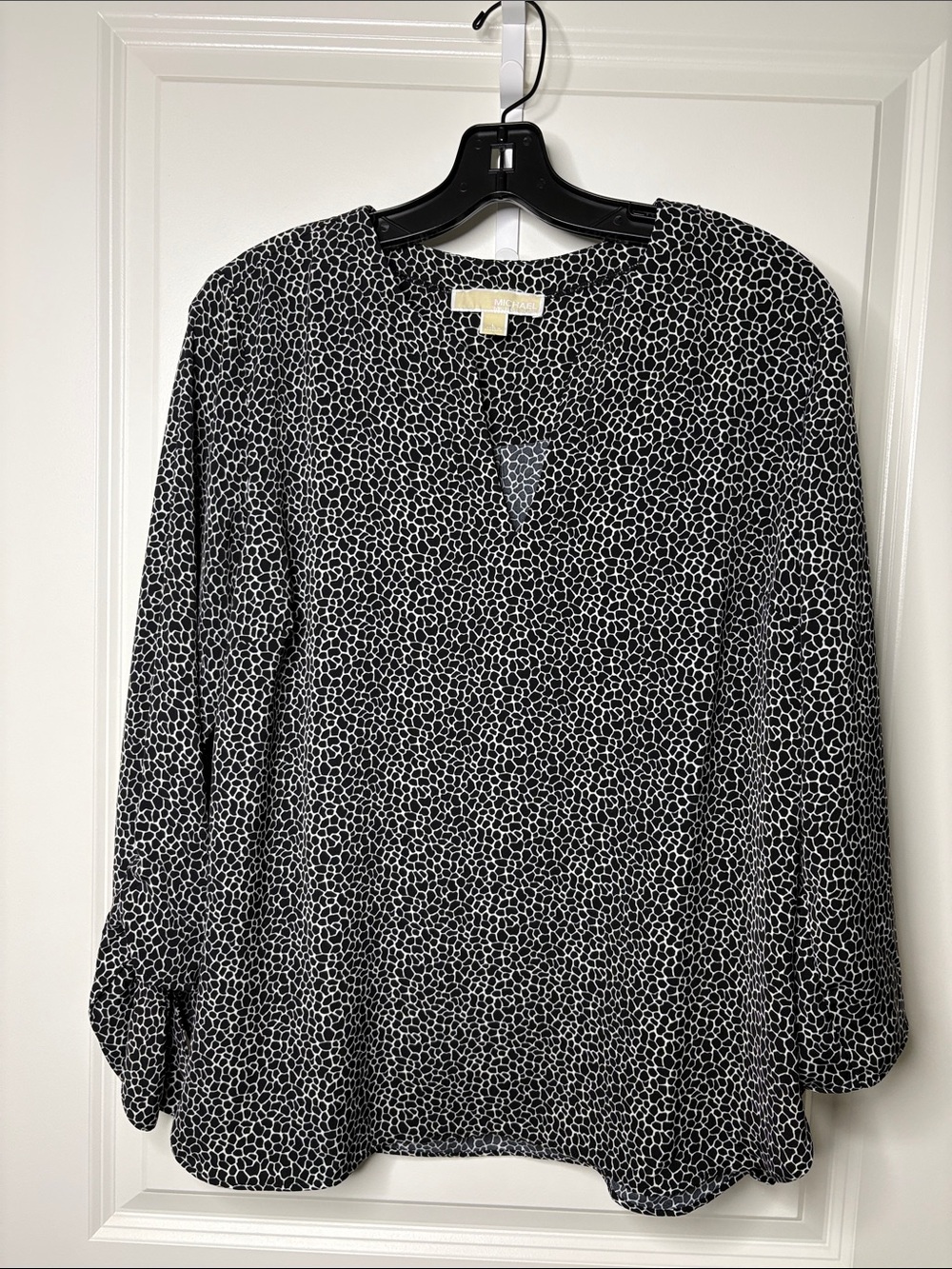 Michael Kors Black and White Abstract Print Top